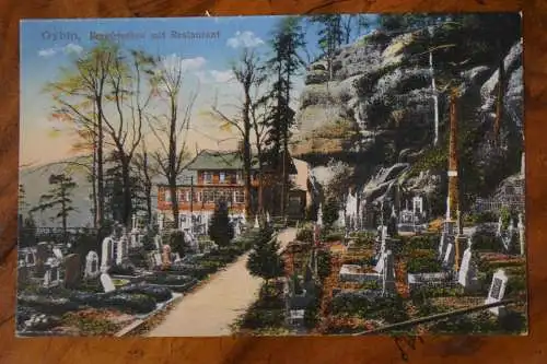 Ak Oybin, Bergfriedhof mit Restaurant, um 1920 nicht gelaufen