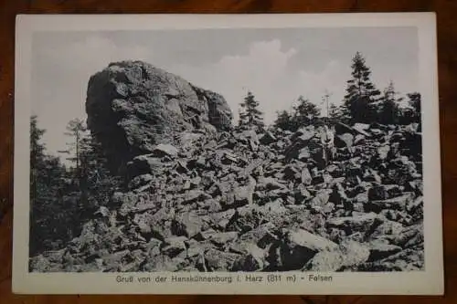 Ak Gruß von der Hanskühnenburg i. Harz - Felsen, um 1920 nicht gelaufen