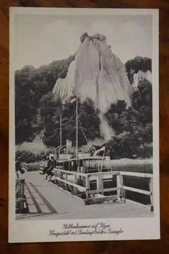 Ak Stubbenkammer auf Rügen, Königsstuhl mit Landungsbrücke u. Dampfer