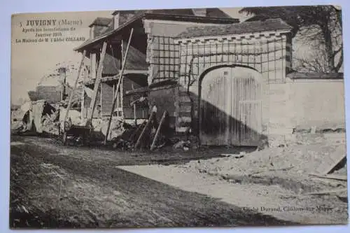 Ak Juvigny (Marne), Aprés les Inondations de Janvier 1910, um 1914 gelaufen