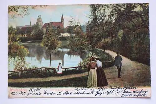 Ak Wittenberg, Am Schwanenteich, 1908 gelaufen