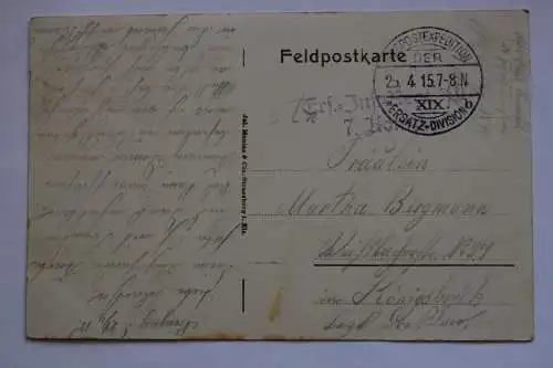 Ak Domèvre, um 1915 gelaufen - Feldpost