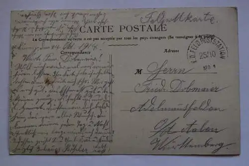 Ak Blagny, 562 habitants (Ardennes), La Poste um 1914 gelaufen - Feldpost