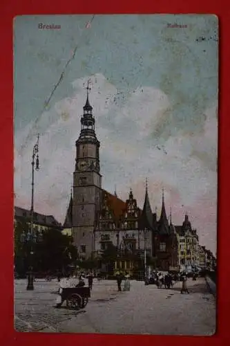 Ak Breslau, Rathaus, um 1909 gelaufen