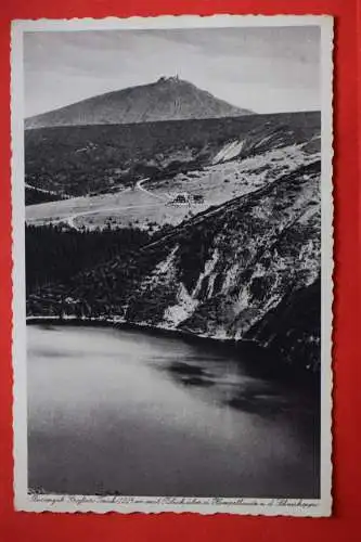 Ak Riesengebirge, Großer Teich mit Blick über die Hampelbaude n.d. Schneekoppe