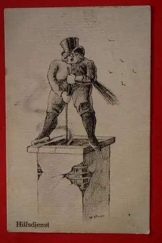 Ak Schornsteinfeger, "Hilfsbereit", gemalt und signiert von W. Stanke, 1918 gel.