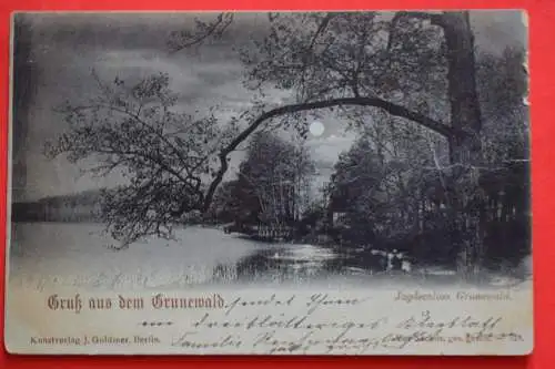 Ak Gruss aus  dem Grunewald, Jagdschloss Grunewald, Mondscheinkarte, 1898 gel.