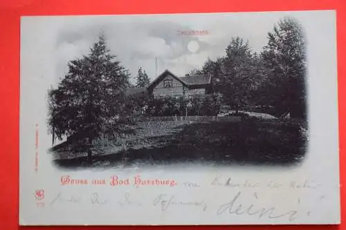 Ak Gruss aus  Bad Harzburg, Sennhütte, Mondscheinkarte, um 1899 gelaufen