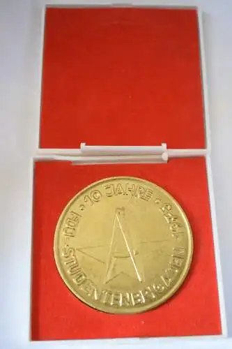 Medaille 10 Jahre 1975 FDJ Studentenbrigaden Gold im Etui