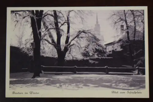 Ak Bautzen im Winter, Blick vom Schiefplatz,  um 1910 nicht gelaufen