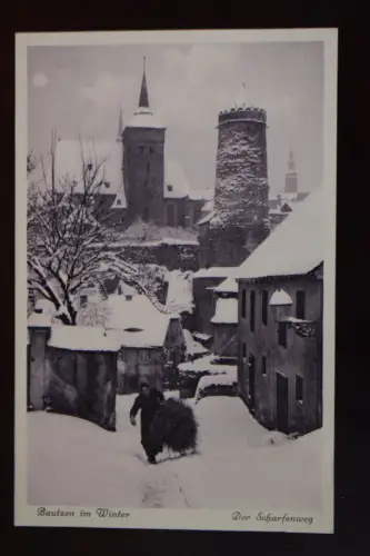 Ak Bautzen im Winter, Der Scharfenweg,  um 1910 nicht gelaufen