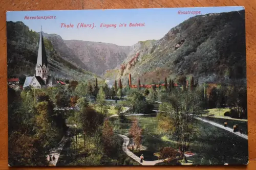 Ak  Hexentanzplatz  Thale Eingang ins Bodetal, Rosstrappe,  um 1910 nicht  gel.