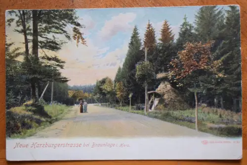 Ak Neue Harzburgerstrasse bei Braunlage i. Harz,  um 1909  gelaufen