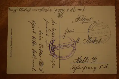 Ak Dinant, Vue générale (Pont, Citadelle, Poste et Hotel de Ville, 1916 gelaufen