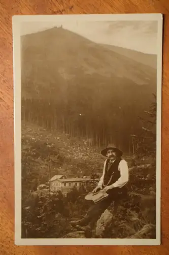 Ak Ein Rübezahlgruß vom Baudenseppel aus dem Riesengebirge, Melzergrundbaude