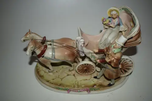 Pferdekutsche Porzellan, 27cm  lang, top Zustand, gemarkt, top Zustand!