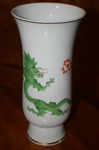 Schöne große Vase von Meissen mit Grüner Drache, top Zustand! 24cm hoch