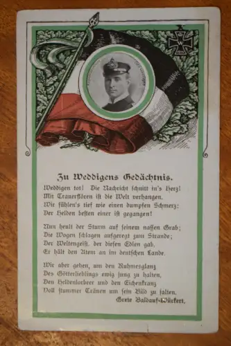 Ak Zu Weddigens Gedächtnis, Kapitänleutnant Otto Weddigen, 1915 nicht gelaufen