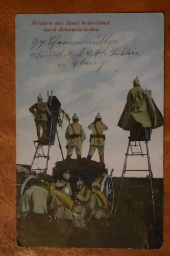 Ak Artillerie den Feind beobachtend durch Scherenfernrohre, um 1914 gelaufen