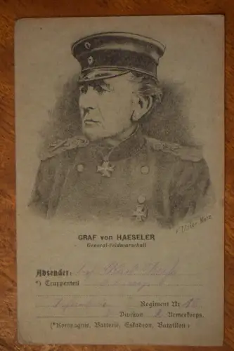 Ak Graf von Haeseler, um 1914 gelaufen