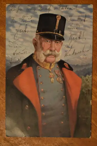 Ak Kaiser Franz Joseph von Österreich um 1916 gelaufen