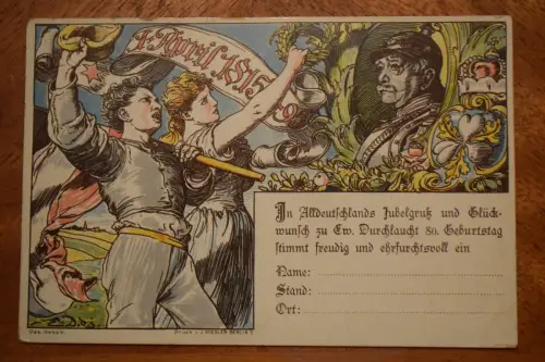 Ak 1. April 1815 - 95,  Dem Fürsten von Bismarck, Friedrichsruh, nicht gelaufen