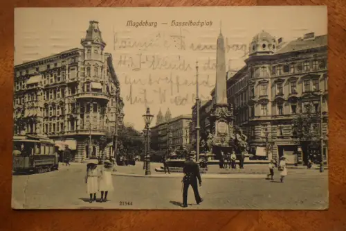 Ak Magdeburg, Hasselbachplatz um 1911 gelaufen