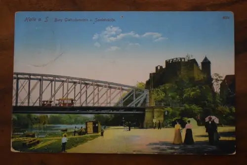 Ak Halle, Burg Giebichenstein u. Saalebrücke, um 1915 gelaufen