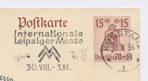 KONSTANZ Internationale Leipziger Messe 13.8.36, GS P 260 Olympische Spiele 1936