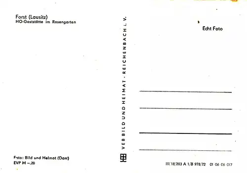 Ak Forst / Lausitz - HO-Gaststätte im Rosengarten