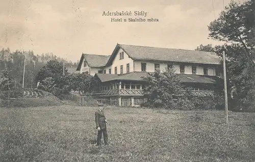 Ak Adersbaske Skaly Hotel u Skalniho mesta / Adelsbacher Felsen - Hotel Felsenstadt