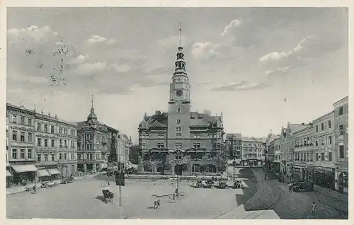 Ak Opava Horni namesti s mestskou vezi.