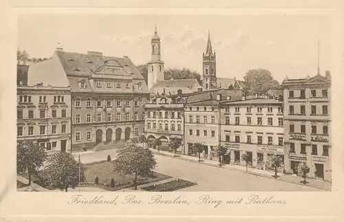 Ak Friedland, Bez. Breslau Ring mit Rathaus
