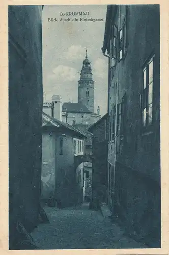 Ak Cesky Krumlov - Böhmisch Krummau - Blick durch die Fleischergasse