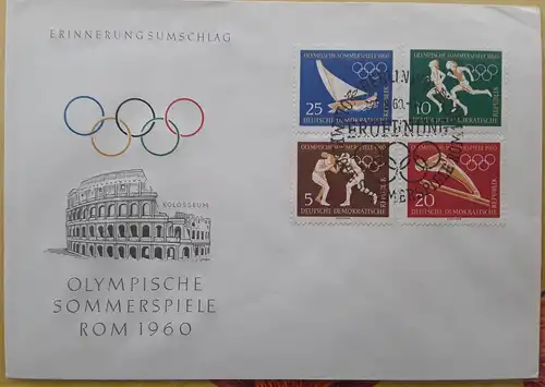 1960 Olympische Sommerspiele Rom Erinnerungsumschlag Mi.-Nr.: 746 - 749 SSt 25.8.1960 Berlin