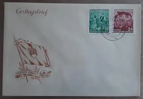 1954 Deutschlandtreffen der Jugend Tagesstempel 3.6.1954 Bleicherode 