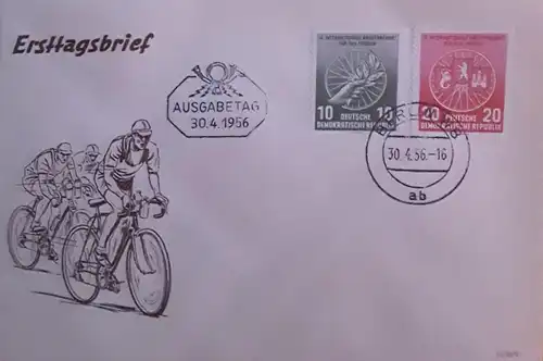 1956 Internationale Radfernfahrt für den Frieden Warschau - Berlin - Prag   Tagesstempel  30.4.1956 Berlin