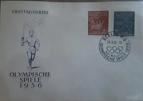 1956  Olympischen Sommerspiele Melbourne SSt Berlin 28.9.56 