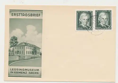 1954 225. Geburtstag von Gotthold Ephraim Lessing Tagesstempel 20.1.1954 Bleicherode