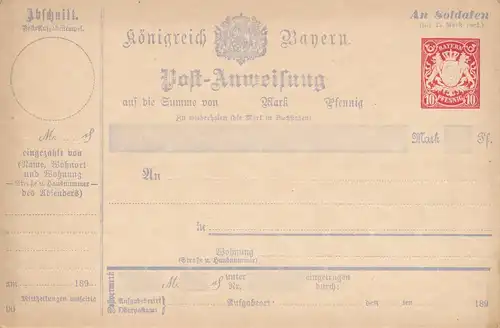 Bayern  Postanweisung MiNr. A 15 III