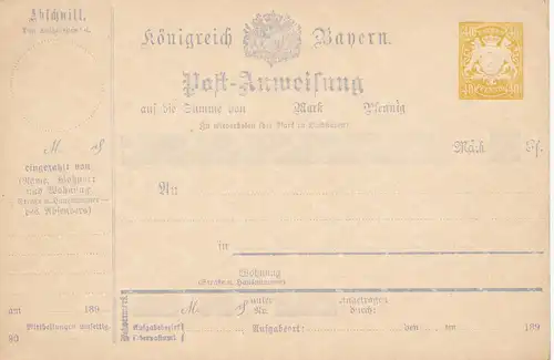 Bayern Postanweisung Mi.-Nr.: A 46 II