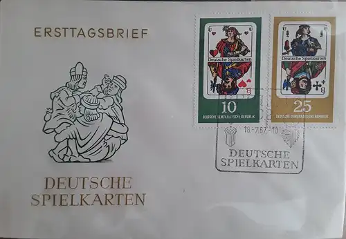 1967 Deutsche Spielkarten   FDC 2 (MiNr.1299,1301)  SSt Berlin 18.7.67