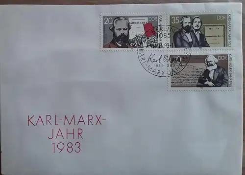 1983 100. Todestag von Karl Marx   FDC 2 (MiNr.2784,2785,2787)  SSt Berlin 11.04.83