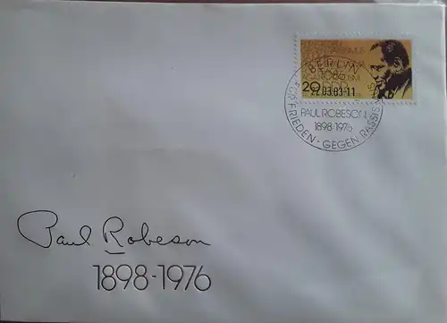 1983 Paul Robeson FDC  (MiNr.2781)  SSt Berlin 22.03.83