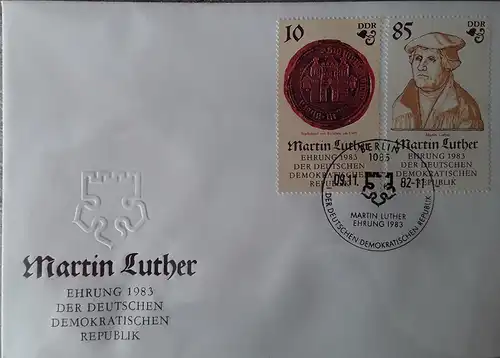 1982 500. Geburtstag von Martin Luther  FDC 1 (MiNr.2754,2757)  SSt Berlin 09.11.82