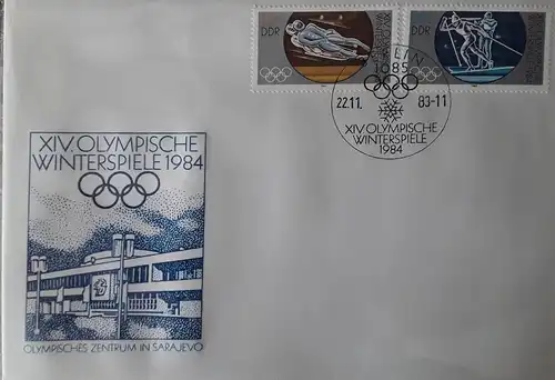 1983 XIV. Olympischen Winterspiele  FDC 1 (MiNr.2839,2842)  SSt Berlin 22.11.83