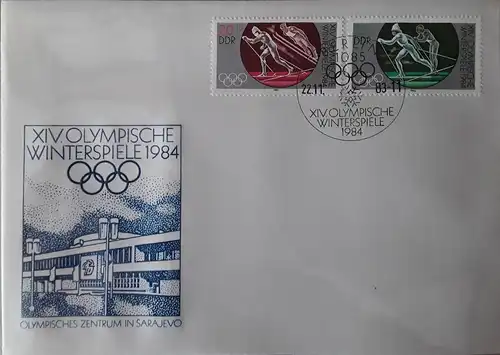 1983 XIV. Olympischen Winterspiele  FDC 2 (MiNr.2840,2841)  SSt Berlin 22.11.83