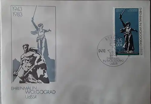 1983 Internationale Mahn- und Gedenkstätten   Ehrenmal in Wolgograd FDC  (MiNr.2830)  SSt Berlin 04.10.83