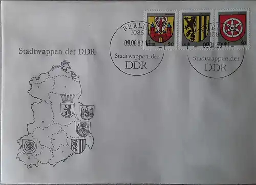 1983 Stadtwappen der DDR  FDC 2 (MiNr.2818-2820)  SSt Berlin  09.08.83