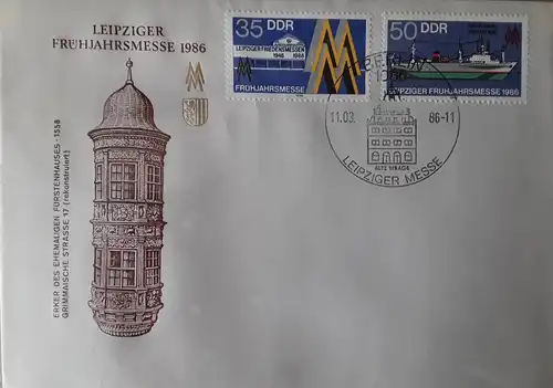 1986 Leipziger Frühjahrsmesse  FDC  (MiNr.3003,3004)  SSt Berlin 11.03.86